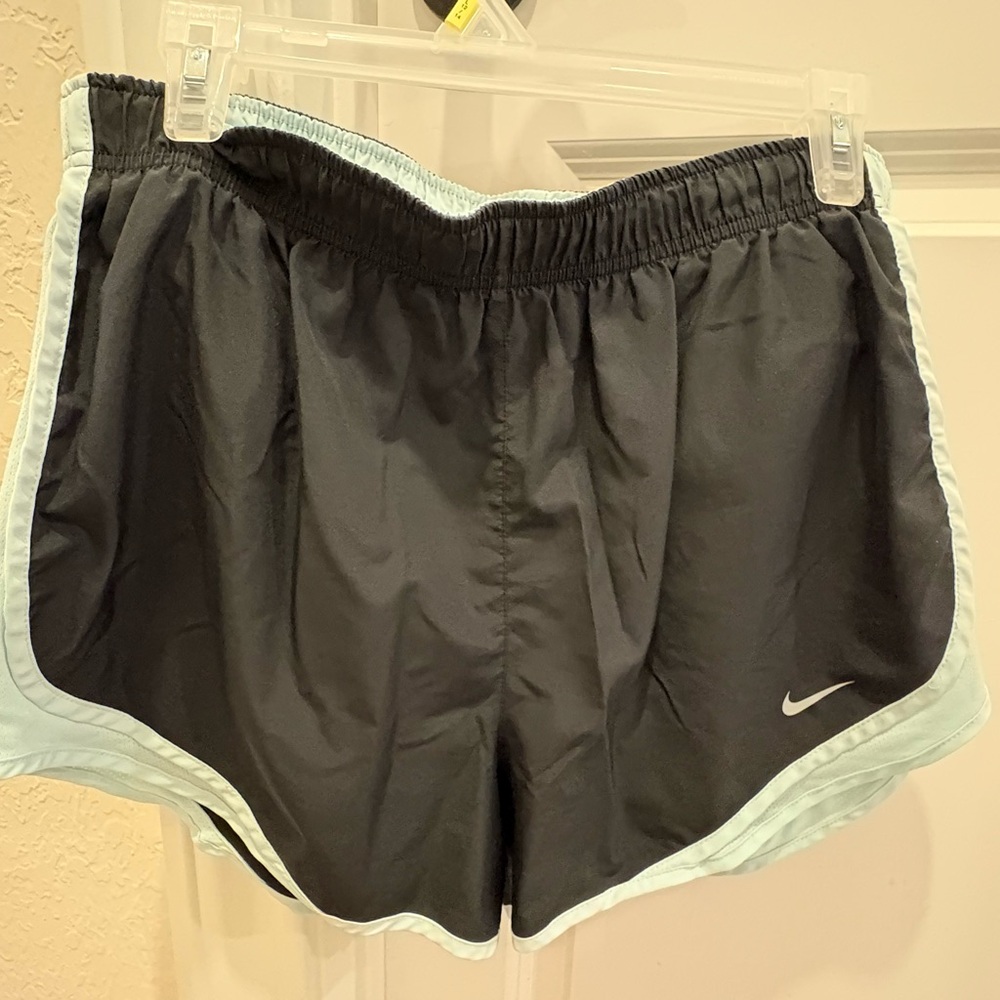 Nike Women's Black and Light Blue Athletic Shorts